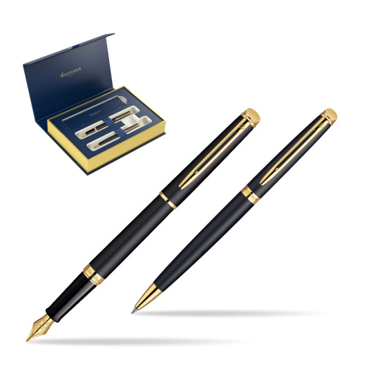 Waterman Hémisphère Matt Black GT Penna Stilografica + Waterman Hémisphère Matt Black GT Penna a Sfera 