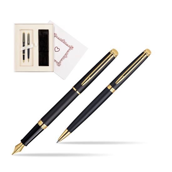 Waterman Hémisphère Matt Black GT Penna Stilografica + Waterman Hémisphère Matt Black GT Penna a Sfera  "Pure Love"