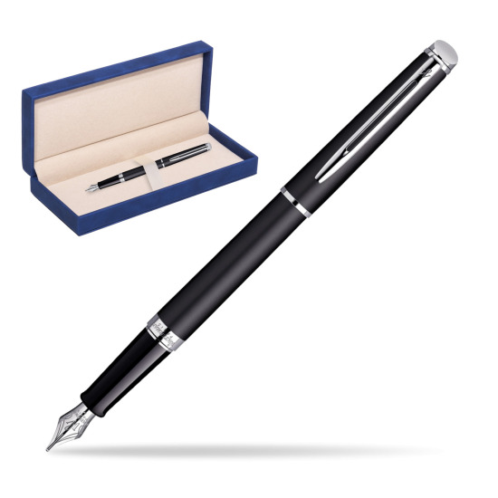 Waterman Hémisphère Matt Black CT Fountain pen in suede box navy blue