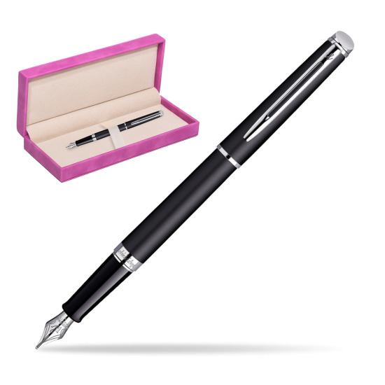 Waterman Hémisphère Matt Black CT Fountain pen in suede box fuchsia