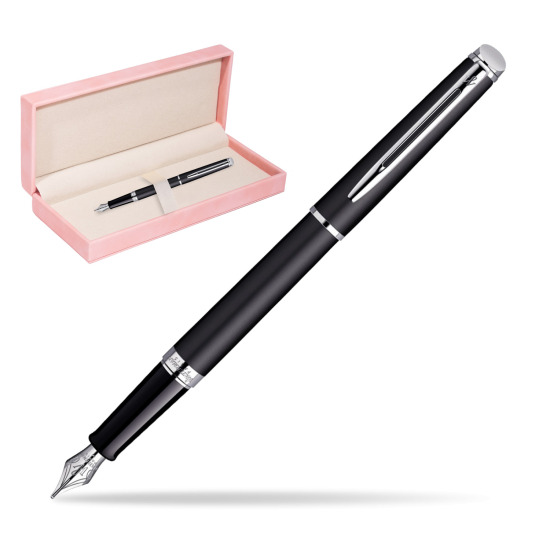 Waterman Hémisphère Matt Black CT Fountain pen in suede box pink