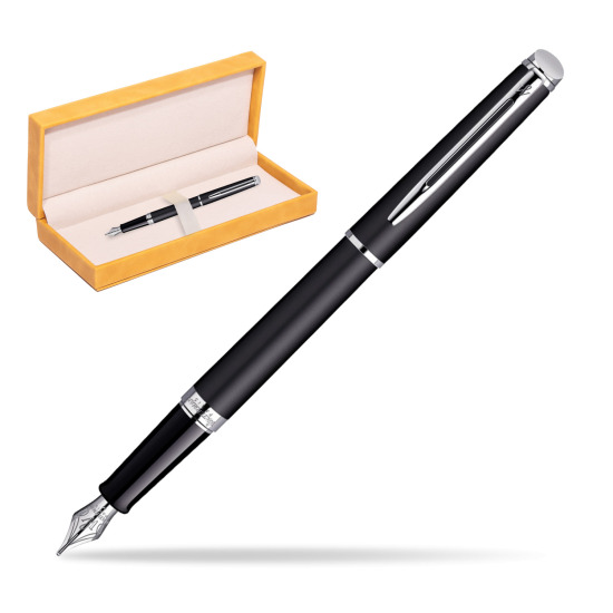 Waterman Hémisphère Matt Black CT Fountain pen in suede box yellow