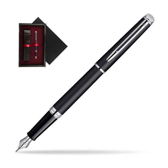 Waterman Hémisphère Matt Black CT Fountain pen in single wooden box Black Single Maroon