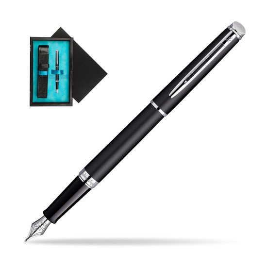 Waterman Hémisphère Matt Black CT Fountain pen in single wooden box Black Single Turquoise