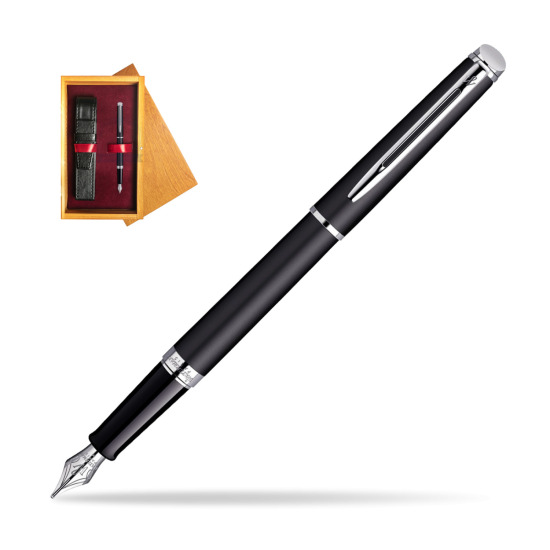Waterman Hémisphère Matt Black CT Fountain pen in single wooden box Honey Single Maroon