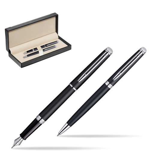 Waterman Hémisphère Matt Black CT Penna Stilografica + Waterman Hémisphère Matt Black CT Penna a Sfera in classic box black