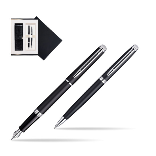 Waterman Hémisphère Matt Black CT Penna Stilografica + Waterman Hémisphère Matt Black CT Penna a Sfera in suede box black