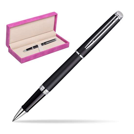 Waterman Hémisphère Matt Black CT Rollerball pen in suede box fuchsia