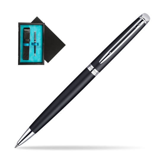 Waterman Hémisphère Matt Black CT Ballpoint pen in single wooden box Black Single Turquoise