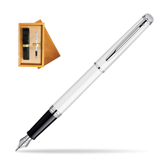 Waterman Hémisphère White CT Penna Stilografica in single wooden box Honey Single Ecru