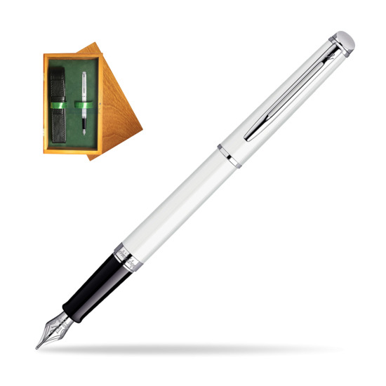 Waterman Hémisphère White CT Penna Stilografica in single wooden box Honey Single Green
