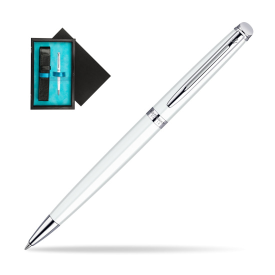 Waterman Hémisphère White CT Penna a Sfera in single wooden box Black Single Turquoise