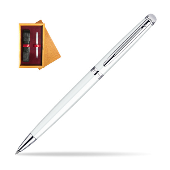 Waterman Hémisphère White CT Penna a Sfera in single wooden box Honey Single Maroon