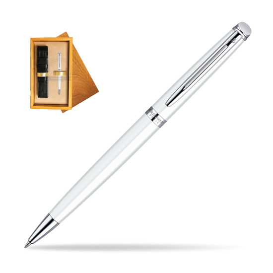 Waterman Hémisphère White CT Penna a Sfera in single wooden box Honey Single Ecru