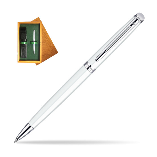 Waterman Hémisphère White CT Penna a Sfera in single wooden box Honey Single Green