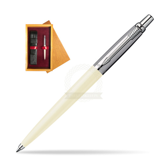 Parker Jotter Ecru Kugelschreiber in single wooden box Honey Single Maroon