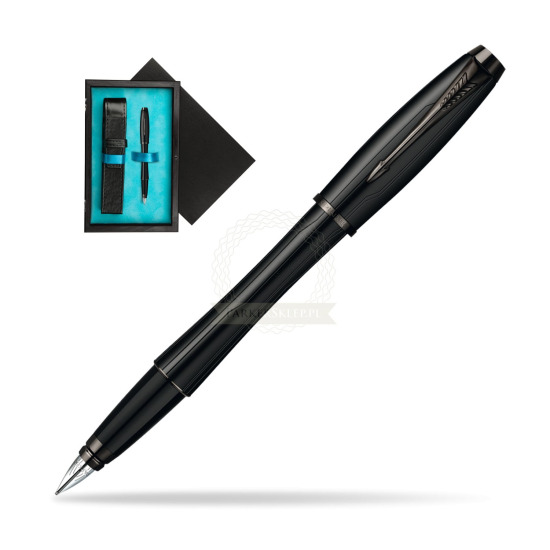 Parker Urban Premium Matte Black Lacquer Fountain Pen in single wooden box Black Single Turquoise