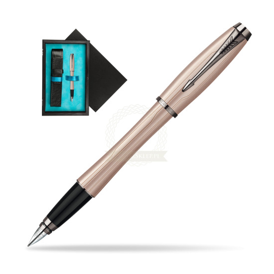 Parker Urban Premium Metallic Pink Lacquer Penna Stilografica in single wooden box Black Single Turquoise