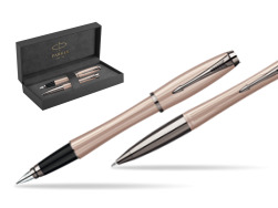 Parker Urban Premium Metallic Pink Lacquer Fountain Pen + Parker Urban Premium Metallic Pink Lacquer Ballpoint Pen in a Gift Box in original Parker Prestige box