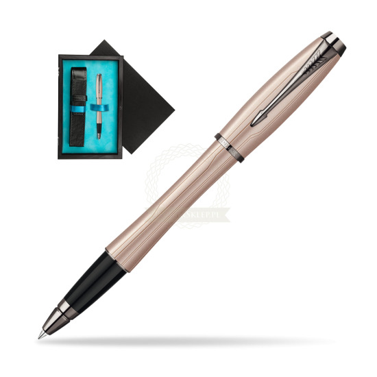 Parker Urban Premium Metallic Pink Lacquer Rollerball in single wooden box Black Single Turquoise