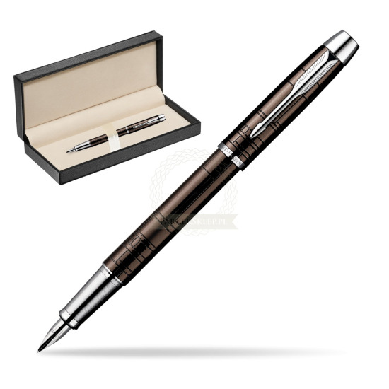 Parker IM Premium Metallic Brown Lacquer CT Penna Stilografica in classic box pure black