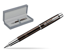Parker IM Premium Metallic Brown Lacquer CT Penna Stilografica in suede box grey