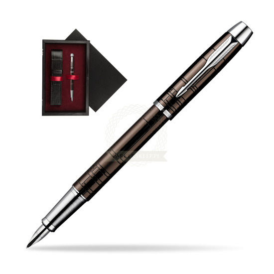 Parker IM Premium Metallic Brown Lacquer CT Penna Stilografica in single wooden box Black Single Maroon