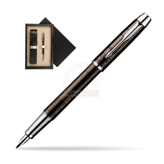 Parker IM Premium Metallic Brown Lacquer CT Penna Stilografica in single wooden box Wenge Single Ecru
