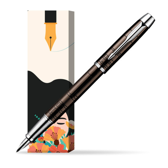 Parker IM Premium Metallic Brown Lacquer CT Penna Stilografica in cover Poppy