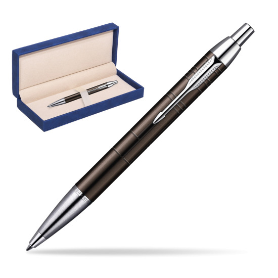 Parker IM Premium Metallic Brown Lacquer CT Penna a Sfera in suede box navy blue