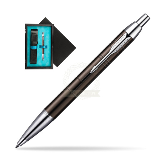 Parker IM Premium Metallic Brown Lacquer CT Penna a Sfera in single wooden box Black Single Turquoise
