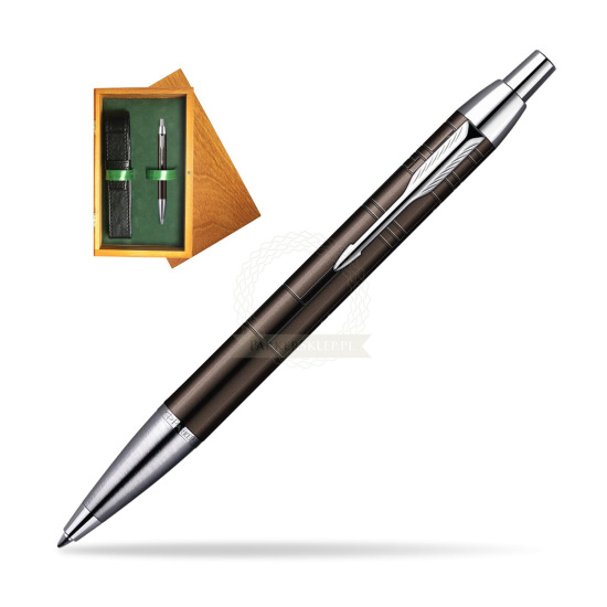 Parker IM Premium Metallic Brown Lacquer CT Penna a Sfera in single wooden box Honey Single Green