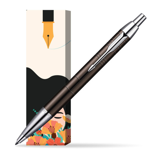 Parker IM Premium Metallic Brown Lacquer CT Penna a Sfera in cover Poppy