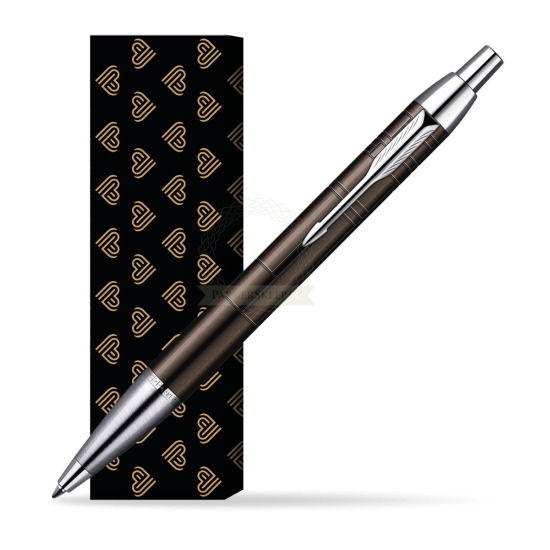 Parker IM Premium Metallic Brown Lacquer CT Penna a Sfera in cover Golden Hearts