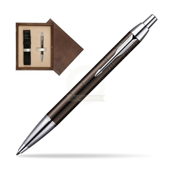 Parker IM Premium Metallic Brown Lacquer CT Penna a Sfera in single wooden box Wenge Single Ecru