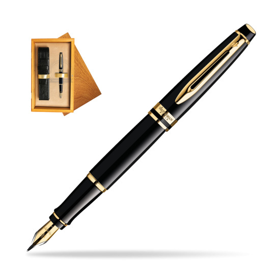 Waterman Expert Black GT Penna Stilografica in single wooden box Honey Single Ecru