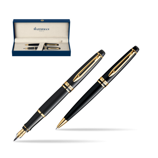 Waterman Expert Black GT Fountain Pen + Waterman Expert Black GT Ballpoint Pen
