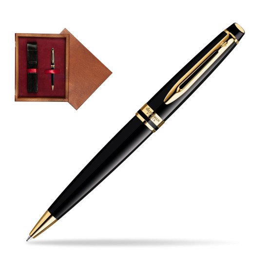 Waterman Expert Black GT Penna a Sfera in single wooden box Mahogany Single Maroon