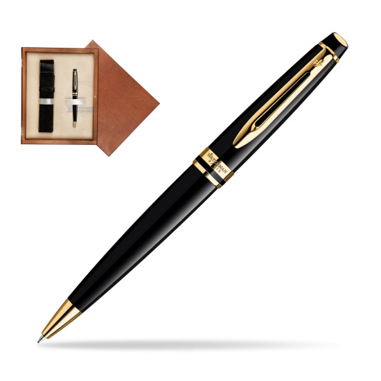Waterman Expert Black GT Penna a Sfera in single wooden box Mahogany Single Ecru