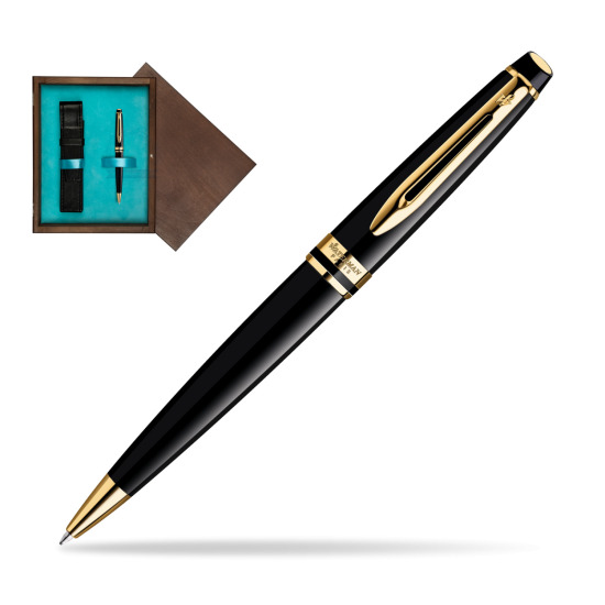 Waterman Expert Black GT Penna a Sfera in single wooden box Wenge Single Turquoise 