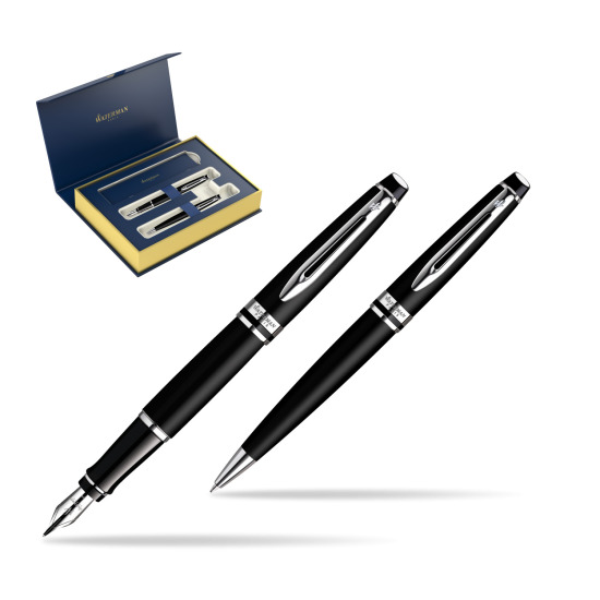 Waterman Expert Matt Black CT Penna Stilografica + Waterman Expert Matt Black CT Penna a Sfera 
