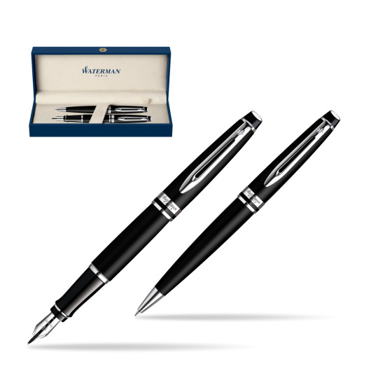 Waterman Expert Matt Black CT Penna Stilografica + Waterman Expert Matt Black CT Penna a Sfera