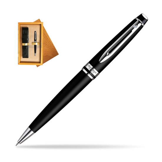Waterman Expert Matt Black CT Penna a Sfera in single wooden box Honey Single Ecru