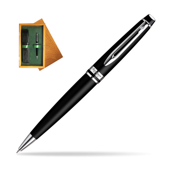 Waterman Expert Matt Black CT Penna a Sfera in single wooden box Honey Single Green