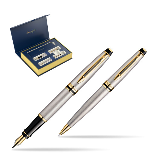 Waterman Expert Stainless Steel GT Penna Stilografica + Waterman Expert Stainless Steel GT Penna a Sfera 