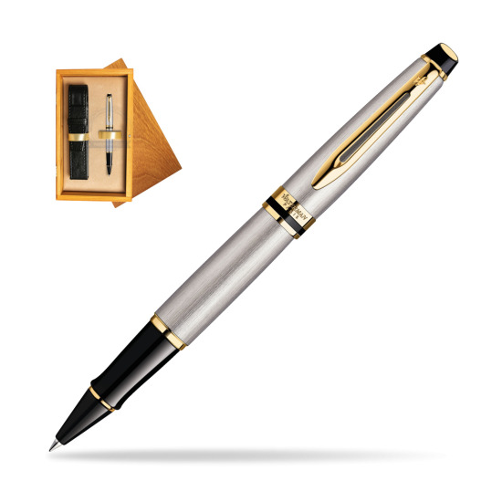 Waterman Expert Stainless Steel GT RollerPenna a Sfera in single wooden box Honey Single Ecru