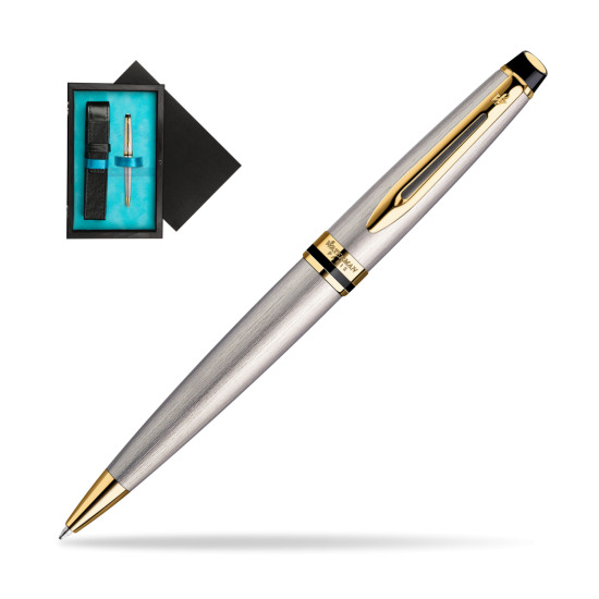 Waterman Expert Stainless Steel GT Ballpoint pen in single wooden box Black Single Turquoise