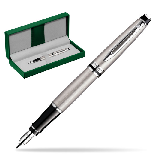 Waterman Expert Stainless Steel CT Fountain pen in the green leather box
