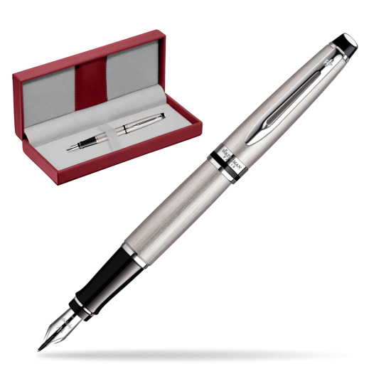 Waterman Expert Stainless Steel CT Fountain pen in the red leather box