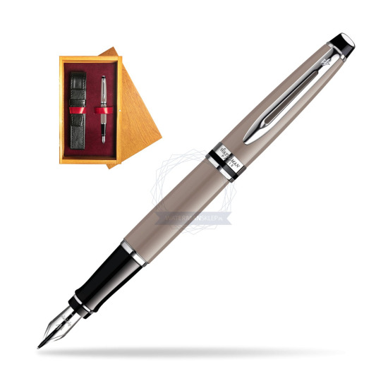 Waterman Expert Taupe CT Fountain pen in single wooden box Honey Single Maroon